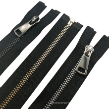 Factory manufacture various 5#double slider gun color metal track pants zipper for jackets